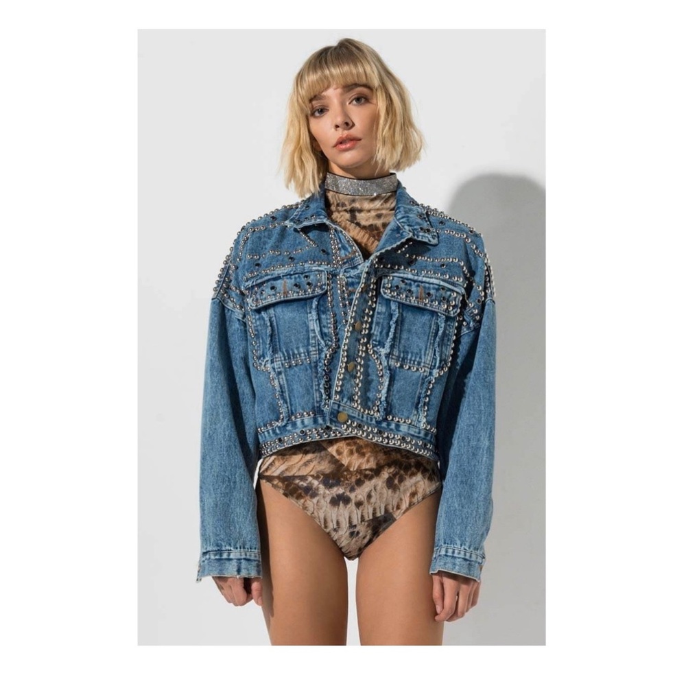 NWOT OVERSIZED STUDDED DENIM JACKET